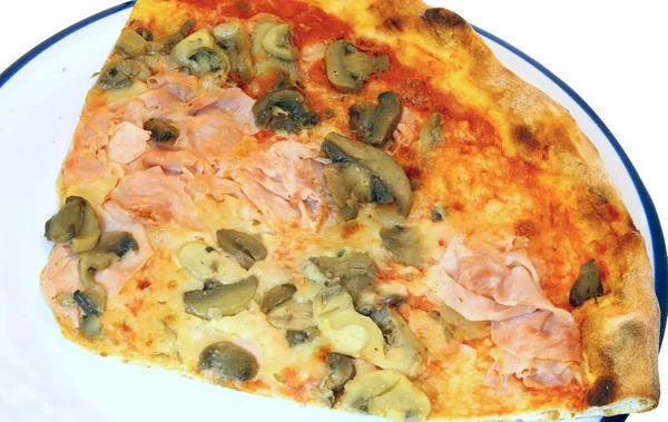 Pizza med svamp och skinka — Stockfoto