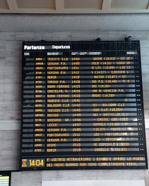 Transport timetable at a rail station in Italy — Stock Photo, Image