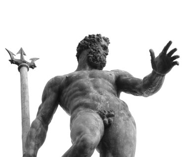 Bologna, Italy, naked Neptune with Trident clipart