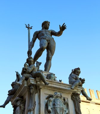 Bologna, İtalya, Trident Neptune çıplak heykeli