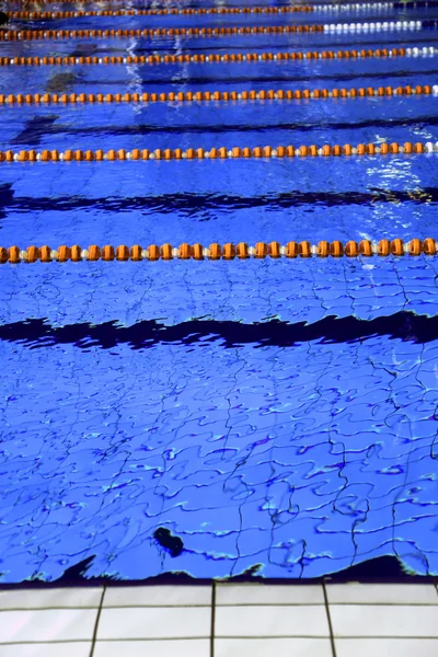 Piscina con agua azul y las pistas de natación —  Fotos de Stock