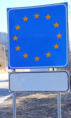 mavi bir Avrupa bor sınır bölgesi sarı yıldız işaretiyle