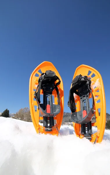 Sneeuwschoenen voor excursies in de sneeuw in de bergen — Stockfoto