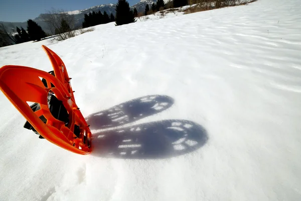 SNOWSHOES for excursions on the snow in the mountains — Stock Photo, Image