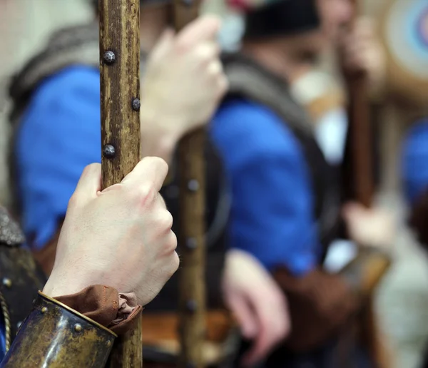 Medieval Soldiers in the European Castle — Stock Photo, Image