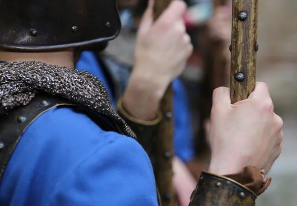 Medieval Soldiers in the European Castle — Stock Photo, Image