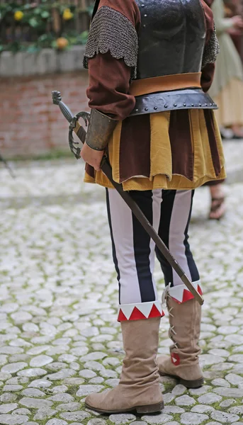 Medieval Soldiers in the European Castle — Stock Photo, Image