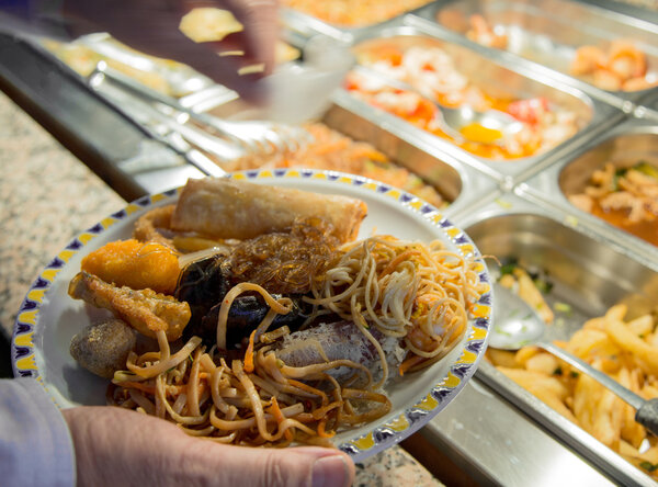 Chinese food and restaurant buffet pans