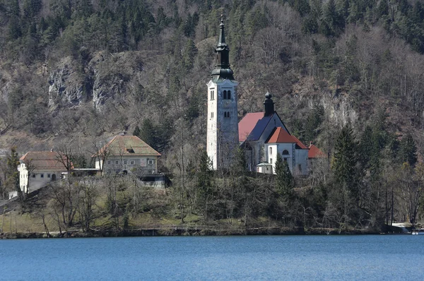 Bled Lake in Slovenia with Church — Stock Photo, Image