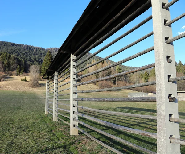 Cultivated countryside with the old barn — Stock Photo, Image