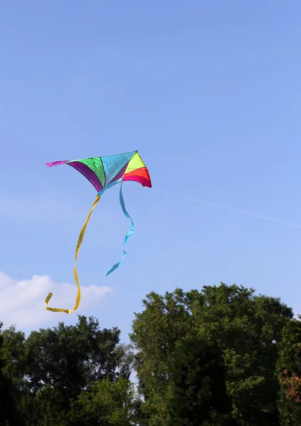 Kite flies high in the sky blue — Stock Photo, Image