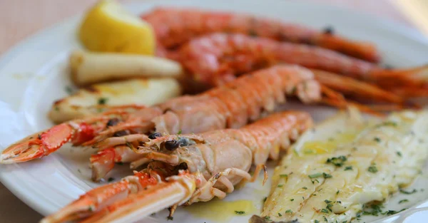 Balık çipura karides ve karides Restaurant ile — Stok fotoğraf