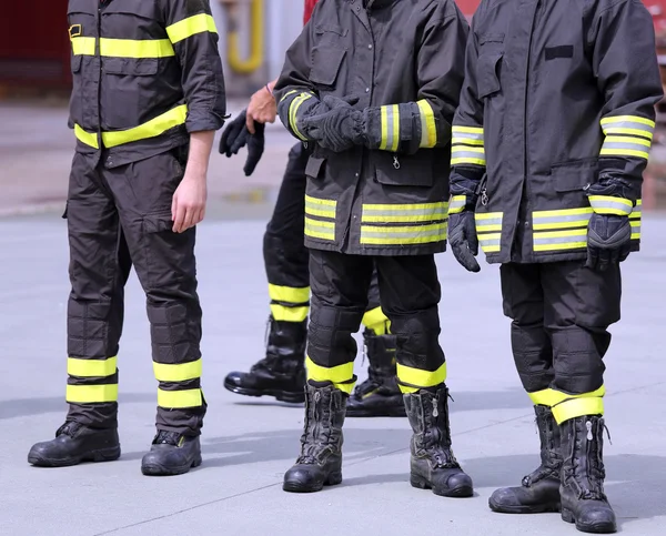 Boots of italian firefighters inthe fire station — Stock Photo, Image