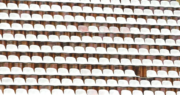 White plastic chairs in the stadium of football — Stock Photo, Image