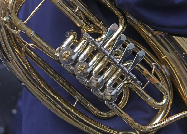 Detail van de trombone van de muzikant — Stockfoto