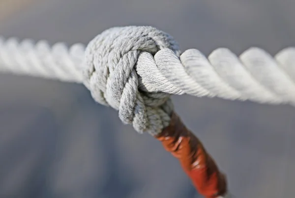 Knot with sturdy hemp Tibetan bridge — Stock Photo, Image