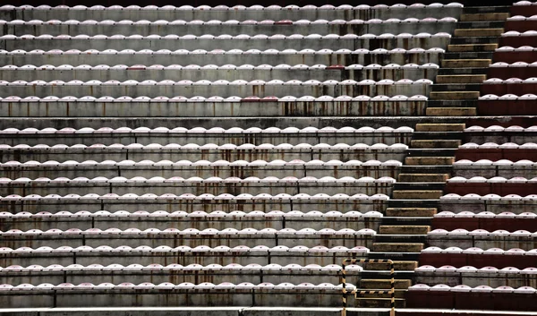 Empty stands and bleachers without people at football stadium — Stock Photo, Image