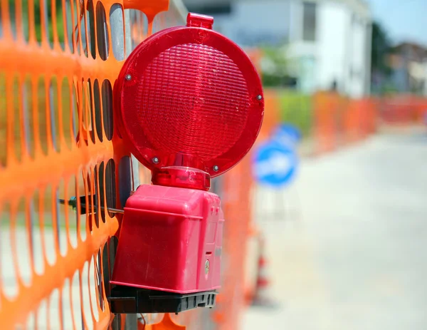 Road yard with signal lamp on road excavation — Stock Image Road yard with signal lamp on road excavation Stock Image