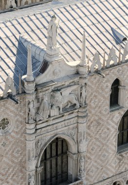 statue of the winged lion symbol of Venice in Saint Mark square
