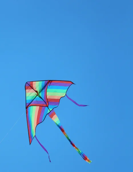 Big kite flies free colored in sky blue — Stock Photo, Image