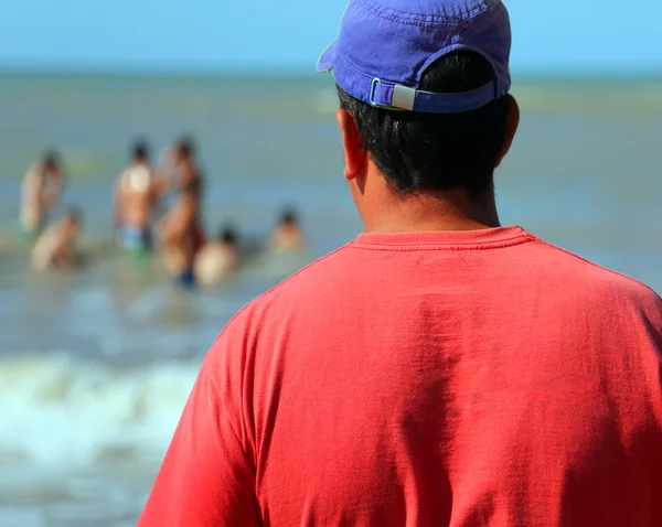 Muscled lifeguard with Cap — Stock Photo, Image