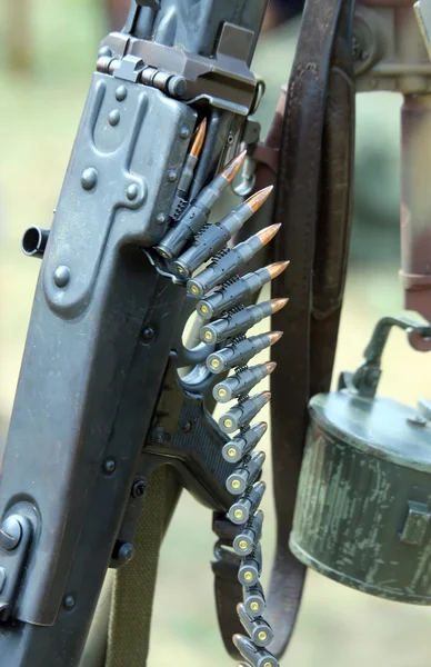 Many bullets of a machine gun during a military war exercise — Stock Photo, Image