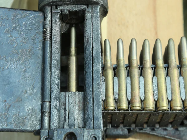 Many a machine-gun bullets during a military war exercise — Stock Photo, Image