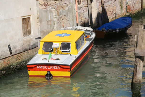 Venice, VE - Italy. 14th July, 2015: ambulance ship moored in a — Stock Photo, Image