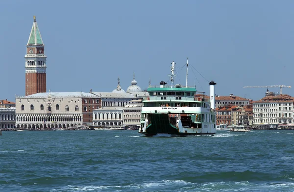 Venice, VE - Italy. 14th July, 2015: Ferry to transport cars and — Stock Photo, Image