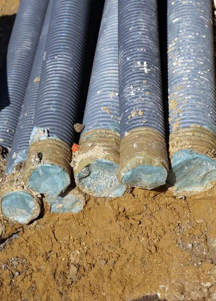 Corrugated pipes for laying electric cables — Stock Image Corrugated pipes for laying electric cables Royalty Free Stock Images