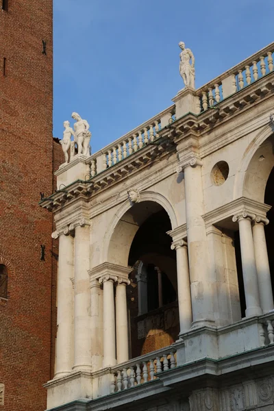 Vicenza Italy detail of the columns of the artistic historical b — Stock Photo, Image