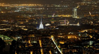 Torino İtalya ışıklı köstebek Antonell ile havadan görünümü