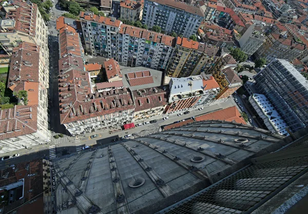 Luchtfoto van de stad Turijn in Italië van de hoogste buil — Stockfoto