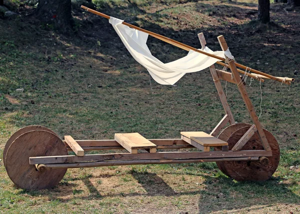 有趣的旧石器时代汽车用木头做的 — 图库照片