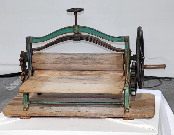 Manual machine used to dry the clothes after washing — Stok fotoğraf