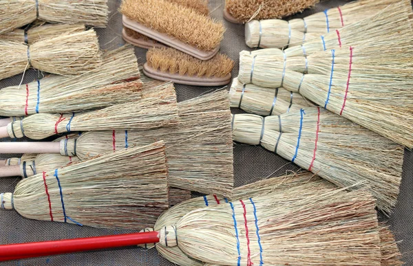 Brooms and brushes of sorghum — Stock Fotó