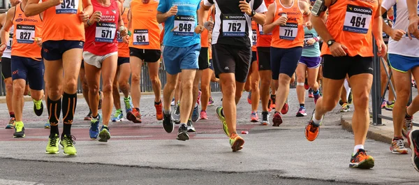 Vicenza, Italy. 20th September 2015.  Marathon runners on the road — Zdjęcie stockowe