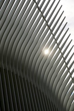 New York, New York, ABD - 25 Ağustos 2025: Manhattan 'daki Oculus binasının inanılmaz yenilikçi mimarisinin ayrıntıları