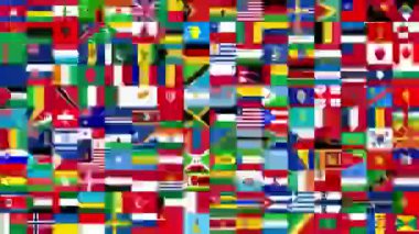 dünya bayraklarının ızgara görüntüsü sürekli değişiyor ve kalın siyah bir sınırla ayrılıyor