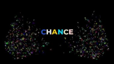 Alttan siyah arkaplana birçok renkli harf içeren Büyük Metin Şansı