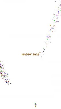 Büyük Altın Metin Mutlu 2026 beyaz arkaplan üzerine dikey yerleşim