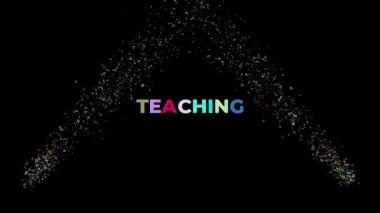 Siyah arkaplanda gökkuşağı renginde yanıp sönen Büyük Metin Öğretimi