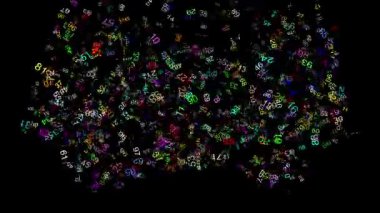 Siyah arkaplanda rastgele patlayan birçok sayı