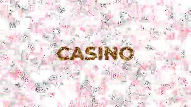 Büyük Altın Metin CASINO ve beyaz arkaplanda uçan birçok oyun kartı