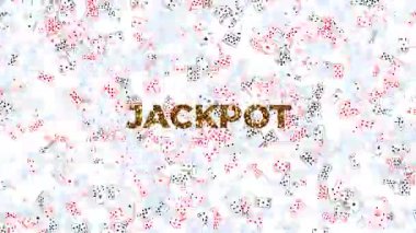Büyük Altın Metin JACKPOT ve beyaz arkaplanda uçan birçok oyun kartı