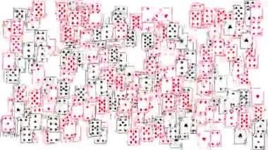 Siyah arkaplan üzerine CASINO kavramı olarak rastgele modem ideal poker kartları birçok takım elbise