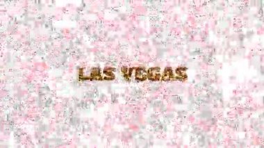 Büyük Altın Metin LAS VEGAS ve beyaz arkaplanda uçan birçok oyun kartı