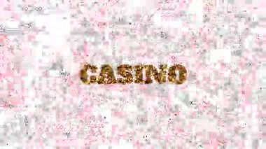 Büyük Altın Metin CASINO ve beyaz arkaplanda uçan birçok oyun kartı