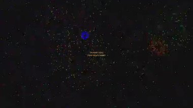 Büyük Altın Metin İzlediğiniz ve siyah zemin üzerinde rastgele modda birçok renkli havai fişek için teşekkür ederiz