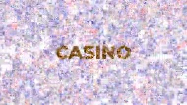 Büyük Altın Metin CASINO ve beyaz arkaplanda uçan poker kartları